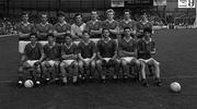 26 July 1987; The Meath team portrait, back row, from left to right, Colm O'Rourke, Mick Lyons, P.J. Gillic, Mickey McQuillan, Gerry McEntee, Martin O'Connell, Brian Stafford, David Beggy, front row, from left to right, Mattie McCabe, Terry Ferguson, Bernard Flynn, Robbie O'Malley, Liam Hayes, Liam Harnan and Kevin Foley ahead of the Leinster Senior Football Championship Final match between Meath and Dublin at Croke Park in Dublin. Photo by Ray McManus/Sportsfile