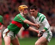 17 March 1998; Michael Kenny of Sarsfields in action against Niall Claffey of Birr during the All-Ireland Club Hurling Final between Sarsfields and Birr at Croke Park, Dublin. Photo by David Maher/Sportsfile