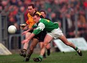 26 January 1997; Mickey Linden of Ulster takes a shot to score a goal despite the blockdown attempt from Dermot Brady of Leinster during the Railway Cup Semi-Final match between Leinster and Ulster at Pairc Tailieann in Navan, Meath. Photo by Ray McManus/Sportsfile