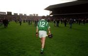 4 September 1994; Mike Galligan of Limerick leaves the field following his side's defeat in the All-Ireland Senior Hurling Championship Final match between Limerick and Offaly at Croke Park in Dublin. Photo by Ray McManus/Sportsfile