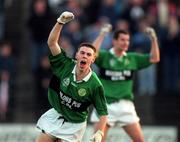 2 December 1997; Niall Crossan of Erin's Isle celebrates after scoring a goal during the AIB Leinster Club Championship match between Erin's Isle and Clane at Parnell Park in Dublin. Photo by David Maher/Sportsfile