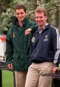 15 September 1997; Team captains Noel Connelly of Mayo, left, and Mike Hassett of Kerry at the homecoming for the victorious All-Ireland Hurling Champions in Clare. Photo by Photo by David Maher/Sportsfile
