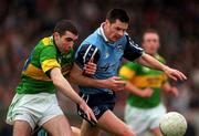 15 March 1998; Liam Brosnan of Kerry, left, in action against Paddy Moran of Dublin during the National Football League Section C match between Dublin and Kerry at Parnell Park, Dublin. Photo by Brendan Moran/Sportsfile