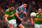 15 March 1998; Liam Brosnan of Kerry, left, in action against Paddy Moran of Dublin during the National Football League Section C match between Dublin and Kerry at Parnell Park in Dublin. Photo by Brendan Moran/Sportsfile
