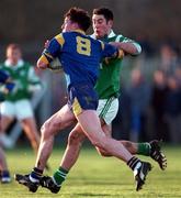 9 December 1996; Rory Gallagher of Fermanagh in action against Enda Barden of Longford during the GAA All-Ireland B Senior Football Championship Final match between Fermanagh and Longford at Páirc Sheáin Mhic Dhiarmada in Carrick-on-Shannon, Leitrim. Photo by David Maher/Sportsfile