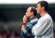 15 February 1998; Dublin manager Tommy Carr, left, with John O'Leary during the Church & General National Football League match between Dublin and Monaghan at Parnell Park in Dublin. Photo by Brendan Moran/Sportsfile