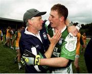 11 June 2000; Fermanagh manager Pat King, left, and Paul Brewster celebrate after the Bank of Ireland Ulster Senior Football Championship Quarter-Final match between Donegal and Fermanagh at MacCumhaill Park in Ballybofey, Donegal. Photo by Ray Lohan/Sportsfile