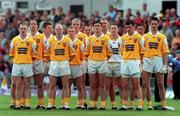 28 May 2000; The Antrim team stand for Amhrán na bhFiann prior to the Bank of Ireland Ulster Senior Football Championship Quarter-Final between Antrim and Down at Casement Park in Belfast, Antrim. Photo by David Maher/Sportsfile