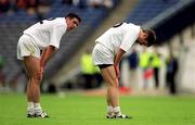 11 June 2000; Dermot Earley, left, and Karl O'Dwyer of Kildare during the Bank of Ireland Leinster Senior Football Championship Quarter-Final match between Kildare and Louth at Croke Park in Dublin. Photo by Brendan Moran/Sportsfile