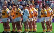 25 June 2000; The Antrim team stand for Amhrán na bhFiann prior to the Bank of Ireland Ulster Senior Football Championship Semi-Final match between Antrim and Derry at Casement Park in Belfast, Antrim. Photo by David Maher/Sportsfile