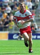25 June 2000; Johnny McBride of Derry during the Bank of Ireland Ulster Senior Football Championship Semi-Final match between Antrim and Derry at Casement Park in Belfast, Antrim. Photo by David Maher/Sportsfile