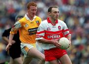 2 July 2000; Henry Downey of Derry during the Bank of Ireland Ulster Senior Football Championship Semi-Final Replay between Antrim and Derry at Casement Park in Belfast, Antrim. Photo by Aoife Rice/Sportsfile