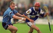 5 June 2000; Joe Phelan of Laois in action against Liam O'Donoghue of Dublin during the Guinness Leinster Senior Hurling Championship Play-Off replay match between Dublin and Laois at O'Connor Park in Tullamore, Offaly. Photo by Damien Eagers/Sportsfile