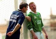 18 June 2000; Offaly Manager Pat Fleury and Offaly goalkeeper Stephen Byrne during the Guinness Leinster Senior Hurling Championship Semi-Final match between Offaly and Wexford at Croke Park in Dublin. Photo by Aoife Rice/Sportsfile
