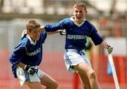 3 July 2000; Paul McConway of Tullamore, left, celebrates with team-mate Bernard Collins after scoring a last minute goal during the Feile Peil na nOg Boys U14 Football Division 2 Final match between Tullamore, Offaly v St. Bronagh's in Rostrevor, Down, at Croke Park in Dublin. Photo by Damien Eagers/Sportsfile