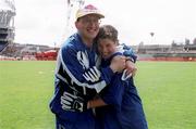 3 July 2000; Tullamore team mentor Andy O'Grady celebrates with Paul McConway after the Feile Peil na nOg Boys U14 Football Division 2 Final match between Tullamore, Offaly v St. Bronagh's in Rostrevor, Down, at Croke Park in Dublin. Photo by Damien Eagers/Sportsfile