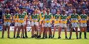 18 June 2000; The Offaly team stand for Amhrán na bhFiann prior to the Guinness Leinster Senior Hurling Championship Semi-Final match between Offaly and Wexford at Croke Park in Dublin. Photo by Ray McManus/Sportsfile