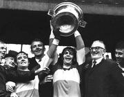 26 September 1971; Offaly captain Willie Bryan lifts the Sam Maguire Cup after the All-Ireland Senior Football Championship Final match between Offaly and Galway at Croke Park in Dublin. Photo by Connolly Collection/Sportsfile