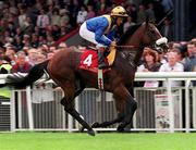 1 July 2000; King's Best, with Patt Eddery up, canters to the start of the Budweiser Irish Derby at The Curragh Racecourse in Kildare. Photo by Damien Eagers/Sportsfile