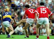 2 July 2000; Alan Browne of Cork kicks the sliotar goalwards during the Guinness Munster Senior Hurling Championship Final between Cork and Tipperary at Semple Stadium in Thurles, Tipperary. Photo by Ray McManus/Sportsfile