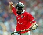 2 July 2000; Ben O'Connor of Cork celebrates after scoring a late point during the Guinness Munster Senior Hurling Championship Final between Cork and Tipperary at Semple Stadium in Thurles, Tipperary. Photo by Brendan Moran/Sportsfile