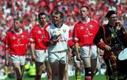 18 June 2000; Cork captain Philip Clifford leads his side in the pre-match parade prior to the Bank of Ireland Munster Senior Football Championship Semi-Final match between Kerry and Cork at Fitzgerald Stadium in Killarney, Kerry. Photo by Damien Eagers/Sportsfile