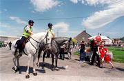 18 June 2000; Horse mounted Gardai with GAA fans outside the stadium prior to the Bank of Ireland Munster Senior Football Championship Semi-Final match between Kerry and Cork at Fitzgerald Stadium in Killarney, Kerry. Photo by Damien Eagers/Sportsfile