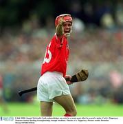 2 July 2000; Sean McGrath, Cork, acknowledges an assist by a team-mate after he scored a point. Cork v Tipperary, Munster Senior Hurling Championship, Semple Stadium, Thurles, Co. Tipperary. Picture credit; Brendan Moran/SPORTSFILE