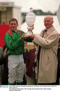 2 July 2000; Johnny Murtagh winning jockey of Sinndar with winning trainer John Oxx, after victory in  The Budweiser Irish Derby, The Curragh, H orseracing. Picture credit; Damien Eagers/SPORTSFILE