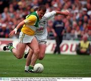 25 June 2000; Mel Keenaghan, Offaly, in action against Glenn Ryan, Kildare. Offaly v Kildare, Leinster Senior Football Championship, Croke Park, Dublin. Picture credit; Aoife Rice/SPORTSFILE