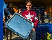 6 April 2015; Jockey Katie Walsh after her mount Thunder And Roses won the BoyleSports Irish Grand National Steeplechase. Fairyhouse Easter Festival, Fairyhouse, Co. Meath. Picture credit: Pat Murphy / SPORTSFILE