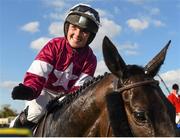 6 April 2015; Jockey Katie Walsh celebrates on board her mount Thunder And Roses after winning the BoyleSports Irish Grand National Steeplechase. Fairyhouse Easter Festival, Fairyhouse, Co. Meath. Picture credit: Pat Murphy / SPORTSFILE