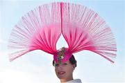 6 April 2015; Cathrina King of Galway arrived in her homemade hat for the Most Stylish Lady contest. Fairyhouse Easter Festival, Fairyhouse, Co. Meath. Picture credit: Cody Glenn / SPORTSFILE
