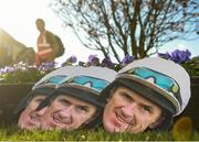 6 April 2015; Face masks of jockey Tony McCoy after the BoyleSports Irish Grand National Steeplechase. Fairyhouse Easter Festival, Fairyhouse, Co. Meath. Picture credit: Pat Murphy / SPORTSFILE