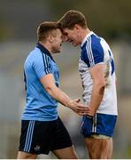 5 April 2015; Davy Byrne, Dublin, and Darren Hughes, Monaghan, come together during the game. Allianz Football League, Division 1, Round 7, Monaghan v Dublin. St Tiernach’s Park, Clones, Co. Monaghan. Picture credit: Brendan Moran / SPORTSFILE