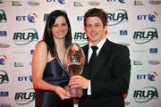 23 April 2008; Connacht's Andy Dunne is presented with the IRUPA Club Energise Sport Unsung Hero of the Year by Christine keohane, Brand Manager, Club Energise Sport, at the IRUPA awards 2008. O'Reilly Hall, University College Dublin, Dublin. Picture credit: Brendan Moran / SPORTSFILE