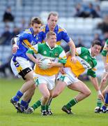 27 April 2008; Brian Darby and Niall Smith,11,  Offaly, in action against Hugh Coughlan and Eamon Hanrahan, Tipperary. Allianz National Football League, Division 4 Final, Tipperary v Offaly, O'Moore Park, Portlaoise, Co. Laois. Picture credit: Matt Browne / SPORTSFILE *** Local Caption ***