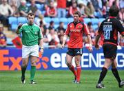 27 April 2008; Referee Nigel Owens looks at the posts after a conversion by Munster's Ronan O'Gara. After consulting with the TMO, the kick was adjudged to have gone wide. Heineken Cup Semi-Final, Saracens v Munster, Ricoh Arena, Coventry, England. Picture credit: Brendan Moran / SPORTSFILE *** Local Caption ***