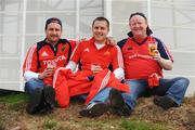 27 April 2008; Munster supporters, from left, John and Stephen Murray with John Mulcahy, all from Blarney, Co. Cork, before the game. Heineken Cup Semi-Final, Saracens v Munster, Ricoh Arena, Coventry, England. Picture credit: Stephen McCarthy / SPORTSFILE *** Local Caption ***
