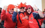 27 April 2008; Munster supporters, from left, John Keane, from Sunday's Well, John Wilmot, from Bandon, and Tony O'Connnor, from Montonette, before the game. Heineken Cup Semi-Final, Saracens v Munster, Ricoh Arena, Coventry, England. Picture credit: Stephen McCarthy / SPORTSFILE *** Local Caption ***