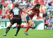27 April 2008; Lifeimi Mafi, Munster, in action against Adam Powell, Saracens. Heineken Cup Semi-Final, Saracens v Munster, Ricoh Arena, Coventry, England. Picture credit: Stephen McCarthy / SPORTSFILE *** Local Caption ***