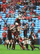 27 April 2008; Paul Gustard, Saracens, in action against Alan Quinlan, Munster, in the line-out. Heineken Cup Semi-Final, Saracens v Munster, Ricoh Arena, Coventry, England. Picture credit: Stephen McCarthy / SPORTSFILE *** Local Caption ***