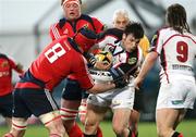 30 April 2008; ROb Dewey, Ulster ,tackled by Anthony Foley, Munster. Magners League, Ulster v Munster, Ravenhill Park, Belfast, Co. Antrim. Picture credit: Oliver McVeigh / SPORTSFILE