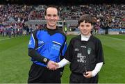 17 March 2015; Referee David Coldrick with Junior Whistler Ronan Holohan, St. Pius NS, before the game. AIB GAA Football All-Ireland Senior Club Championship Final, Corofin, Co Galway, v Slaughtneil, Co Derry. Croke Park, Dublin. Picture credit: Ray McManus / SPORTSFILE