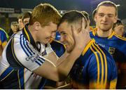 9 April 2015; Tommy Sweeney, left, Tipperary, celebrates with teammate Kevin O'Halloran after the victory. EirGrid Munster U21 Football Championship Final, Tipperary v Cork, Semple Stadium, Thurles, Co. Tipperary. Picture credit: Cody Glenn / SPORTSFILE