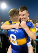 9 April 2015; Kevin O'Halloran, Tipperary, celebrates with teammate Steven O'Brien after the victory. EirGrid Munster U21 Football Championship Final, Tipperary v Cork, Semple Stadium, Thurles, Co. Tipperary. Picture credit: Cody Glenn / SPORTSFILE