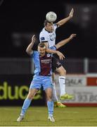 10 April 2015; Brian Gartland, Dundalk, in action against Daryl Kavanagh, Drogheda United. SSE Airtricity League, Premier Division, Dundalk v Drogheda United. Oriel Park, Dundalk, Co. Louth. Photo by Sportsfile