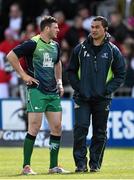 11 April 2015; Connacht head coach Pat Lam speaks with Robbie Henshaw ahead of the game. Guinness PRO12, Round 19, Connacht v Ulster, Sportsground, Galway. Picture credit: Ramsey Cardy / SPORTSFILE
