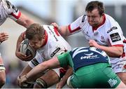 11 April 2015; Chris Henry, Ulster, is tackled by Eoin McKeon, Connacht. Guinness PRO12, Round 19, Connacht v Ulster, Sportsground, Galway. Picture credit: Ramsey Cardy / SPORTSFILE