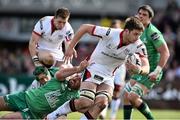 11 April 2015; Iain Henderson, Ulster, is tackled by Dennis Buckley, Connacht. Guinness PRO12, Round 19, Connacht v Ulster, Sportsground, Galway. Picture credit: Ramsey Cardy / SPORTSFILE
